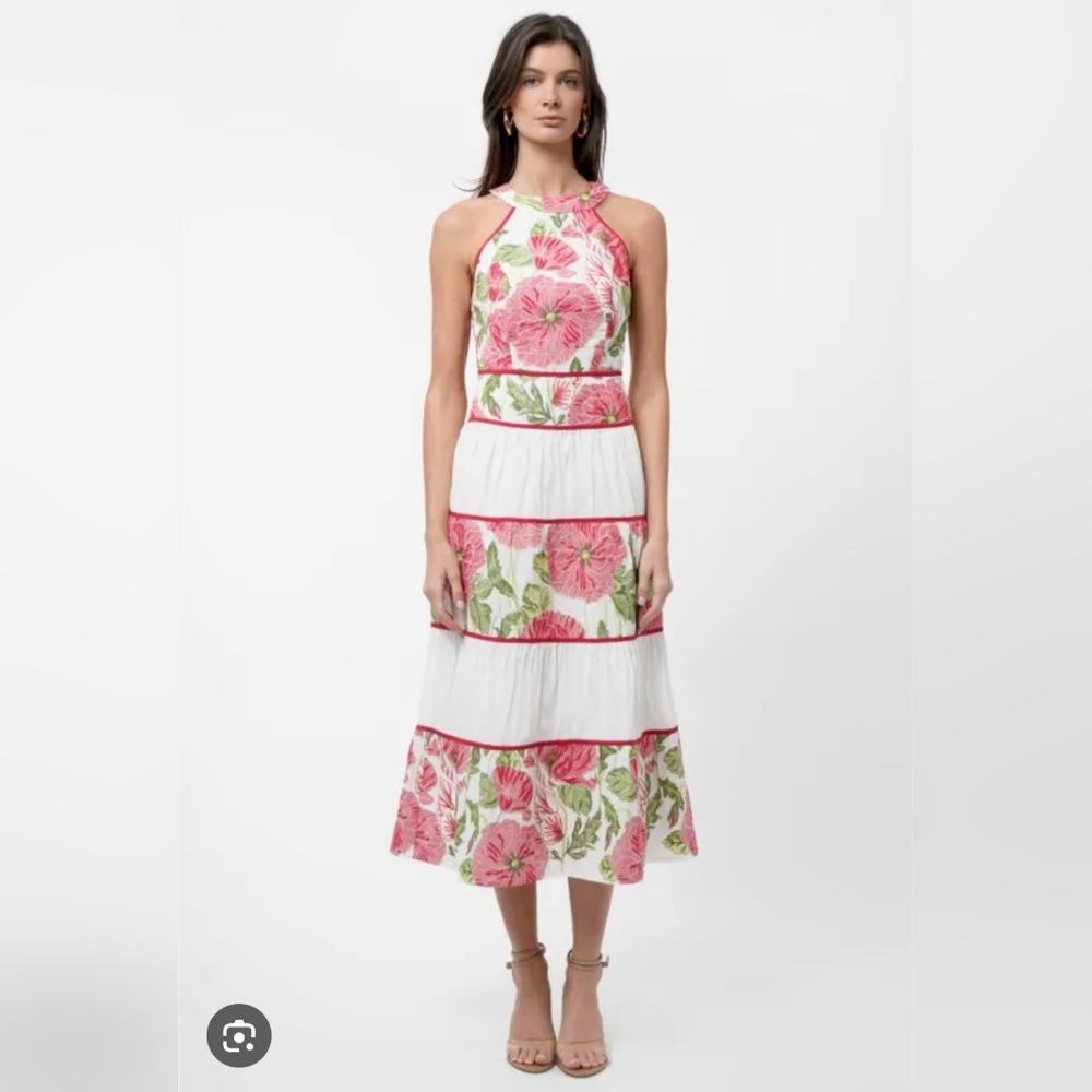 Adelyn Rae Sleeveless Halter Neck Floral Print Maxi Dress